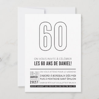 Convite PEDIDO PERSONALIZADO Festa de Aniversário de 60 an