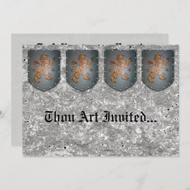 Convite Pedra cinzenta do falso do leão do protetor do (Frente/Verso)