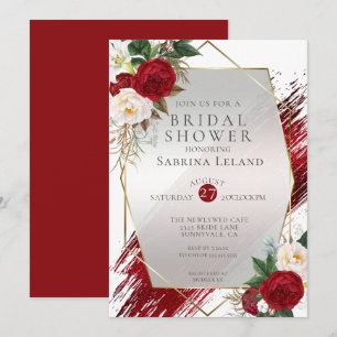 Convite Pedra-Escarlate Moderna e Pintura Crimson