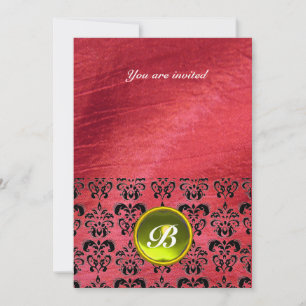 Convite PEDRA GEMA DAMASCO MONOGRAMA seda roxa