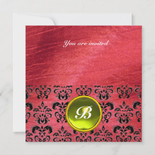 Convite PEDRA PRECIOSA DAMASCO MONOGRAMA seda roxa