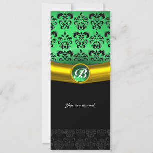 Convite PEDRA PRECIOSA DAMASCO MONOGRAMA verde