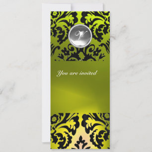 CONVITE PEDRA PRECIOSA EM DAMASCO PRETO E AMARELO MONOGRAM