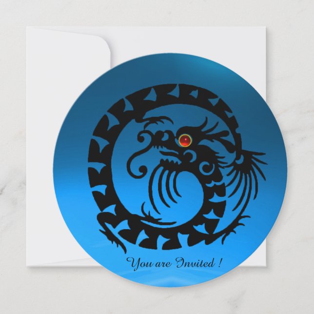 CONVITE PEDRA PRECIOSA SAPPHIRE AZUL DRAGÃO COBRA PRETA (Frente)