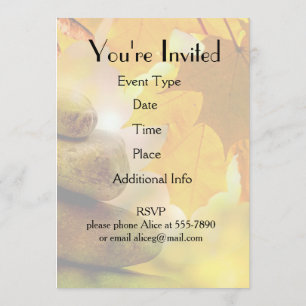 Convite Pedras de meditação Zen e Folhas de Mapeamento