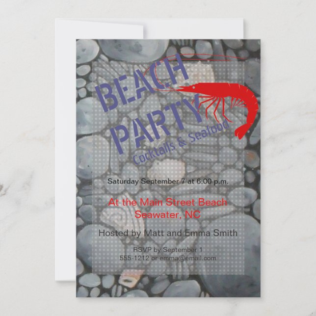 Convite Pedras de Praia Conchas Pebbles Rochas Pintura (Frente)