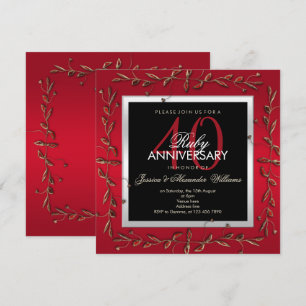 Convite Pedras Preciosas Rubi Elegantes 40º Aniversário de