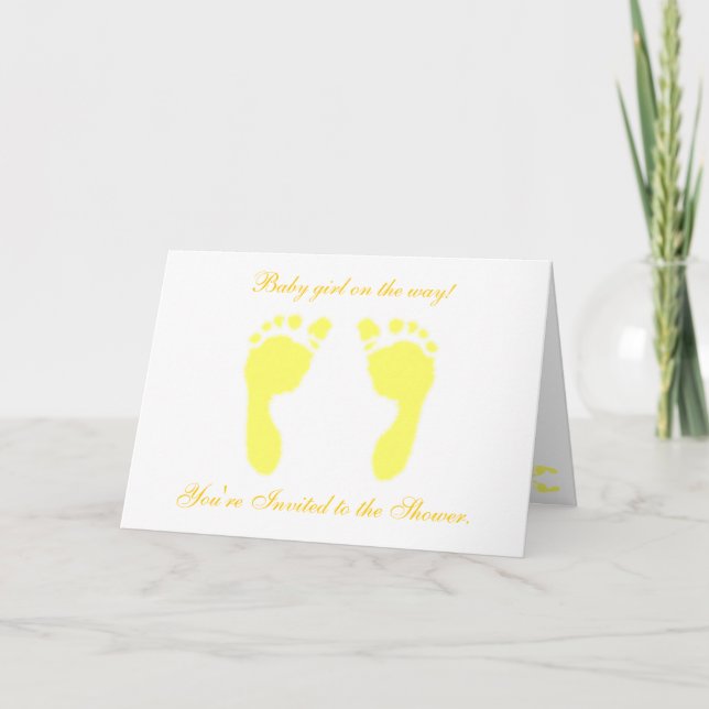 Convite Pegadas de Bebê (Amarelo) (Frente)