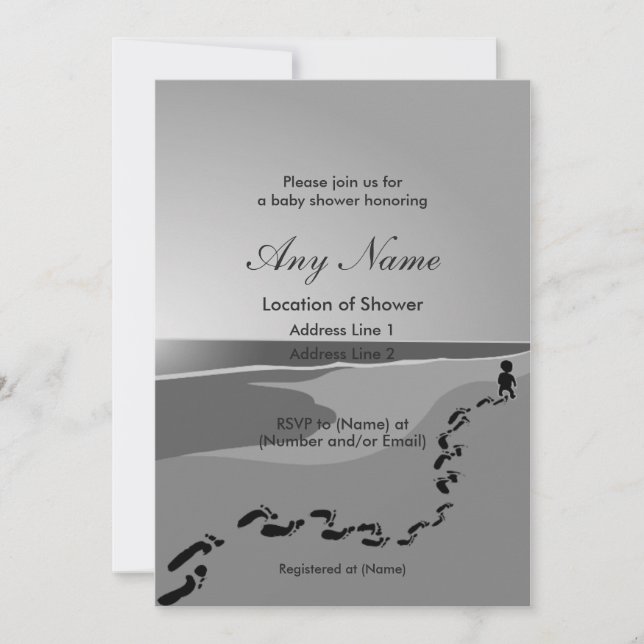 Convite Pegadas nas Chamadas de Chuveiro Areia (Frente)