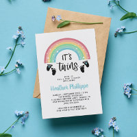 Pegadas Rainbow Boy Twinz Chá de fraldas Azul Invi