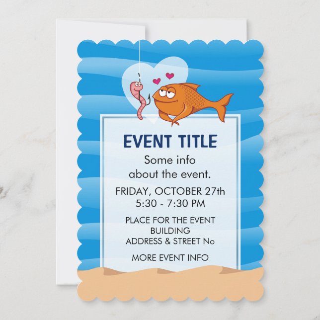 Convite Peixe e isco apaixonados (Verso)