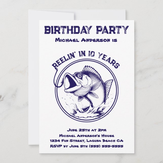 Convite Peixe-festa de aniversário (Frente)