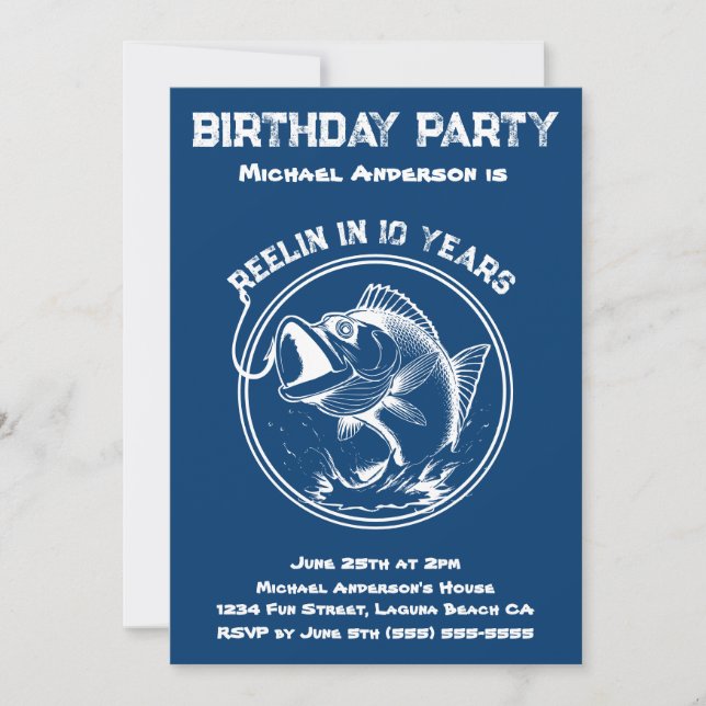 Convite Peixe-festa de aniversário (Frente)