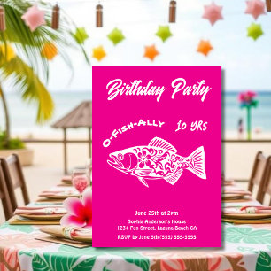 Convite Peixe-festa de aniversário, O-Fish-Aliado, Rosa