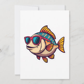 Convite Peixe Funky com Adesivo de Óculos de Sol