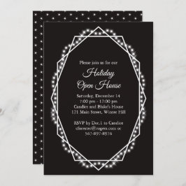 Convite Peixe-granada Geométrico Aberto Preto