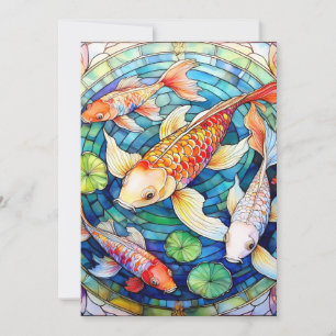 Convite Peixe Koi em Vidro Colorido
