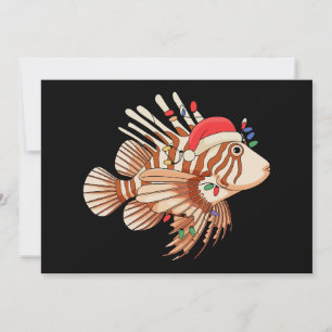 Convite Peixe-leão Papai Noel Chapéu Luzes de Natal Xmas F
