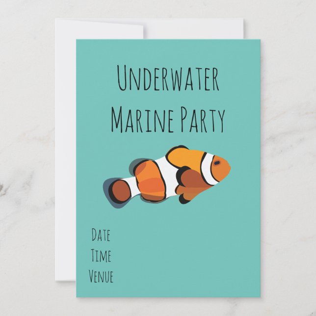 Convite Peixe-Palhaço Festa Marinha Subaquática (Frente)