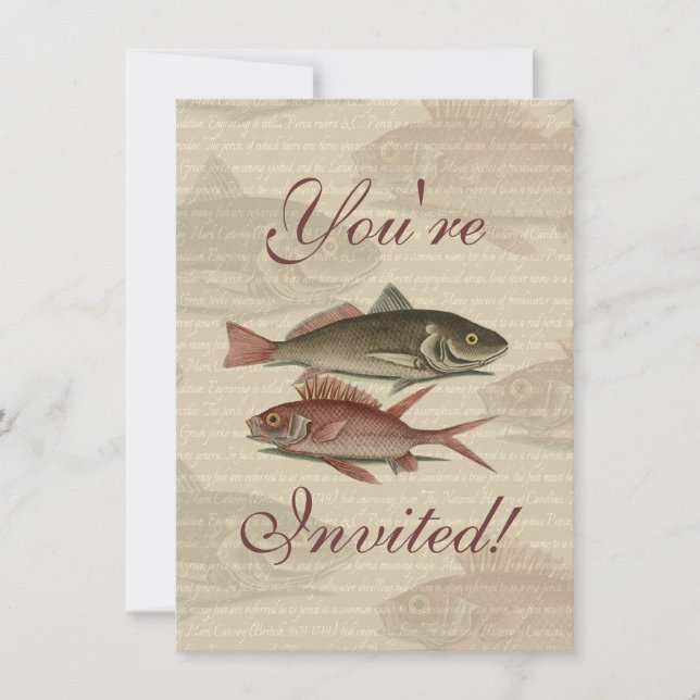 Convite Peixe Perca Vermelha Arte de Pescador (Frente)