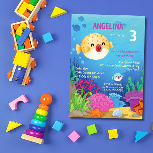 Convite Peixe-Pufe Gato Azul, Aniversário