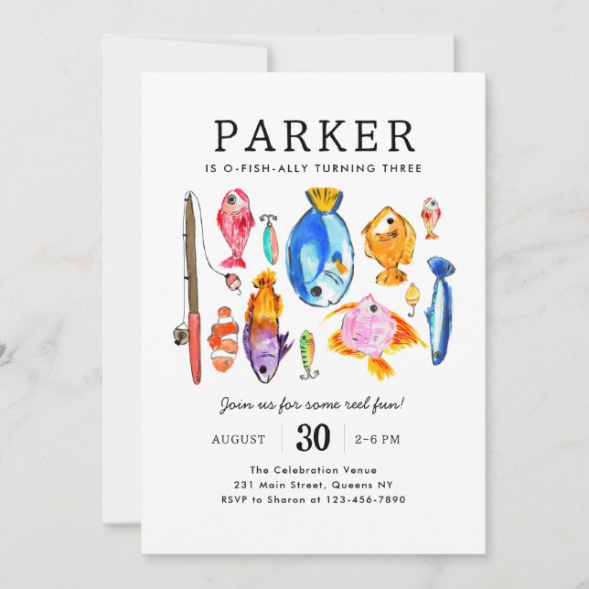 Convite Peixe-rolo-piscícola moderno - pesca de peixe dive (Frente)
