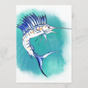 Convite Peixe-vela em Aquarela