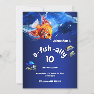 Convite Peixes de aquário tema náutico para festa de menin