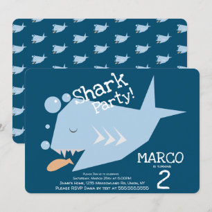 Convite Peixes Geométricos De Tubarões De Fome De Qualqu