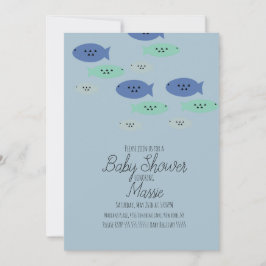 Convite Peixes Nadan Aquarium Azul Chã de Bebê