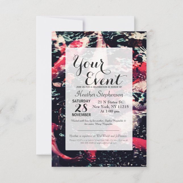 Convite Peixes vermelhos legal de Koi na água (Frente)