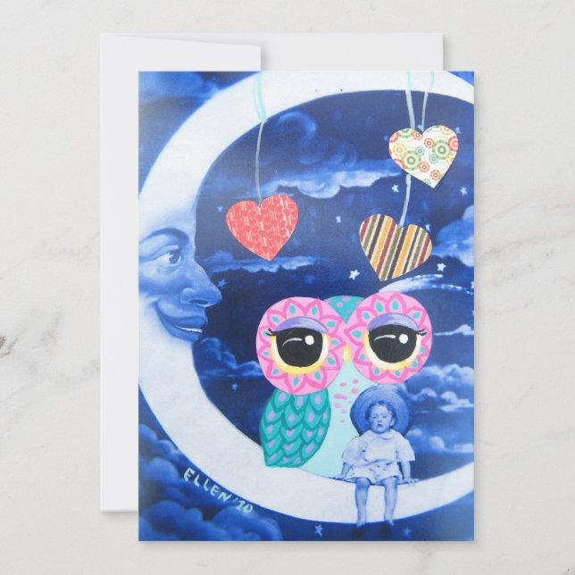 Convite Pela luz do chá de fraldas prateado da lua (Frente)