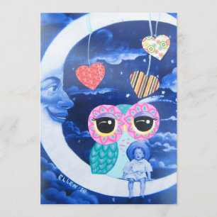 Convite Pela luz do chá de fraldas prateado da lua