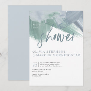 Convite Pele de Abstrato Azul Elegante Dusty