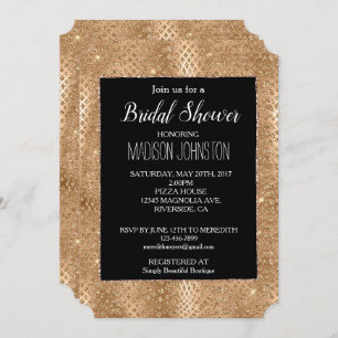 Convite Pele de Cobra com Glitter Dourado Preto