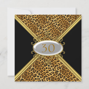 Convite pele de leopardo preto Aniversário