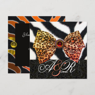 CONVITE PELO DE ZEBRA, LAÇO DE PELE DE LEOPARDO, MONOGRAMA