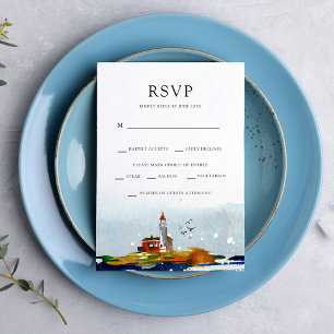 Convite Pelo Mar RSVP com Opções de Entrada