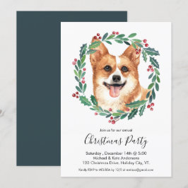 Convite Pembroke Welsh Corgi Dog Festa de Natal Elegante