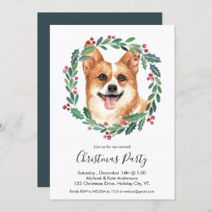 Convite Pembroke Welsh Corgi Dog Festa de Natal Elegante