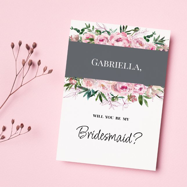 Convite Pêmona rosa-Elegante floral Verão de Bridesmaid (Elegant pink coral peony floral summer Bridesmaid )