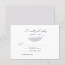 Pena de Anjo Lilás Branco Cinza Casamento RSVP