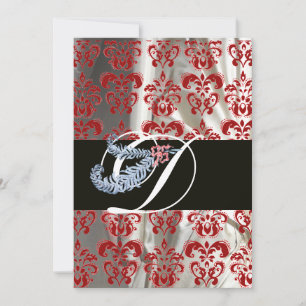 CONVITE PENA DE DIAMANTE VERMELHO BRANCO DAMASCO DE SEDA M