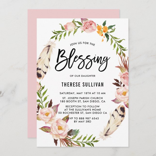 Convite Penas da Boêmia e Bênção Floral do Amor (Frente/Verso)