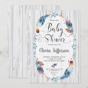 Convite Penas de Chá Russo Boho Baby Boy