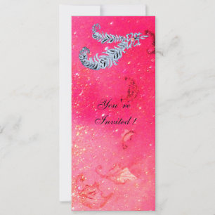 Convite PENAS DE DIAMANTE, faíscas cor-de-rosa