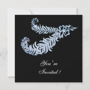 Convite PENAS DE DIAMANTE Jóia Preto Casamento Branco