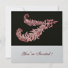 Convite PENAS DE DIAMANTE ROSA , Metálico Prateado