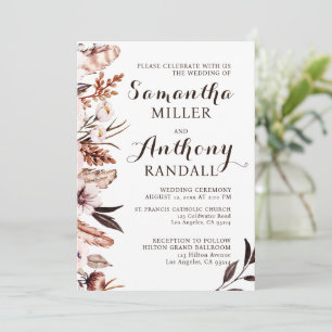Convite Penas de Flores Modernas Foilage Invitation