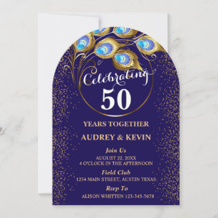 Convite Penas de Pavão 50º Aniversário de Casamento